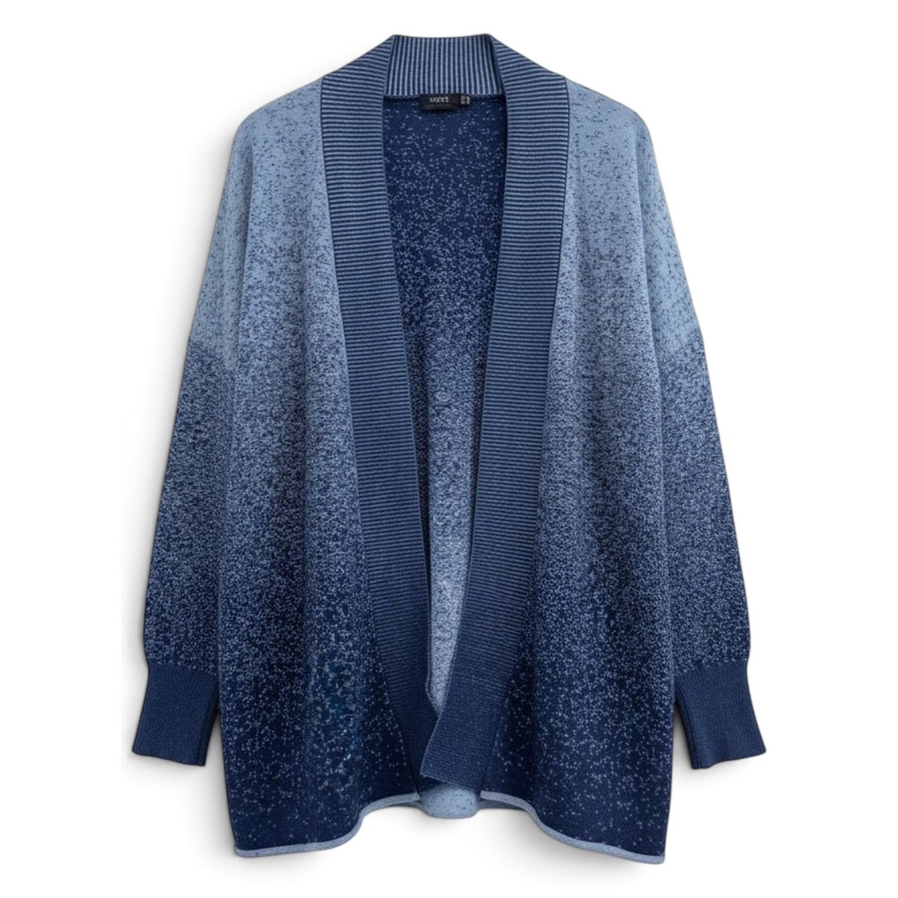 Yest Cardigan Sweater Womens 14 Coastal Grandma Beachy Oversized Cozy Ombre Blue